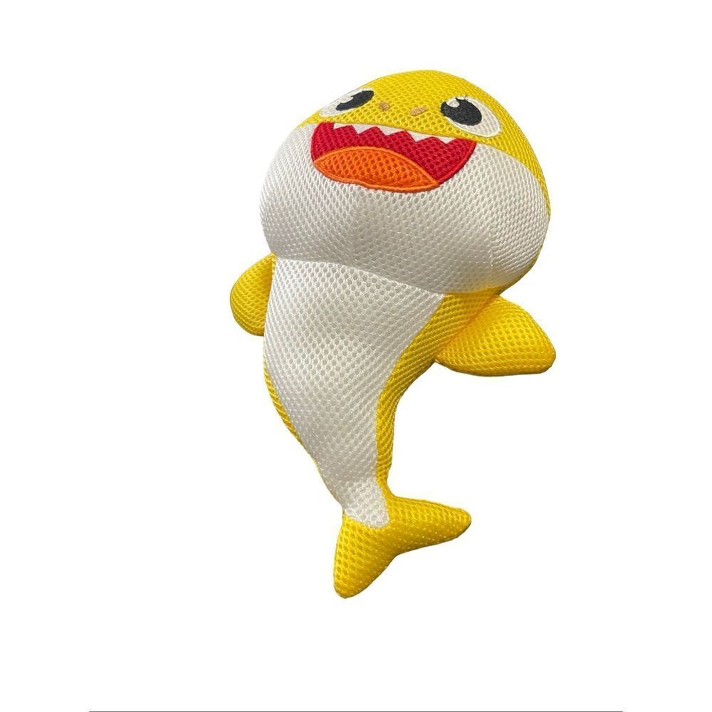 Pinkfong Smart Study Yellow White Baby Shark Fish Mesh Plush Stuffed Animal 13"